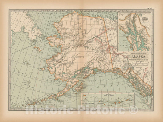 Historic Map : Alaska 1897 , The Century Atlas World , Vintage Wall Art