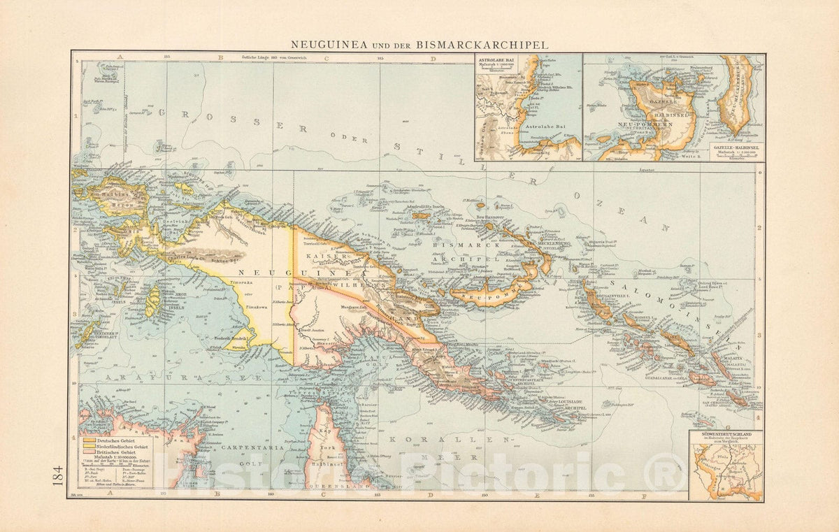 Historic Map : Papua-New Guinea 1899 , Andrees Allgemeiner Handatlas , Vintage Wall Art