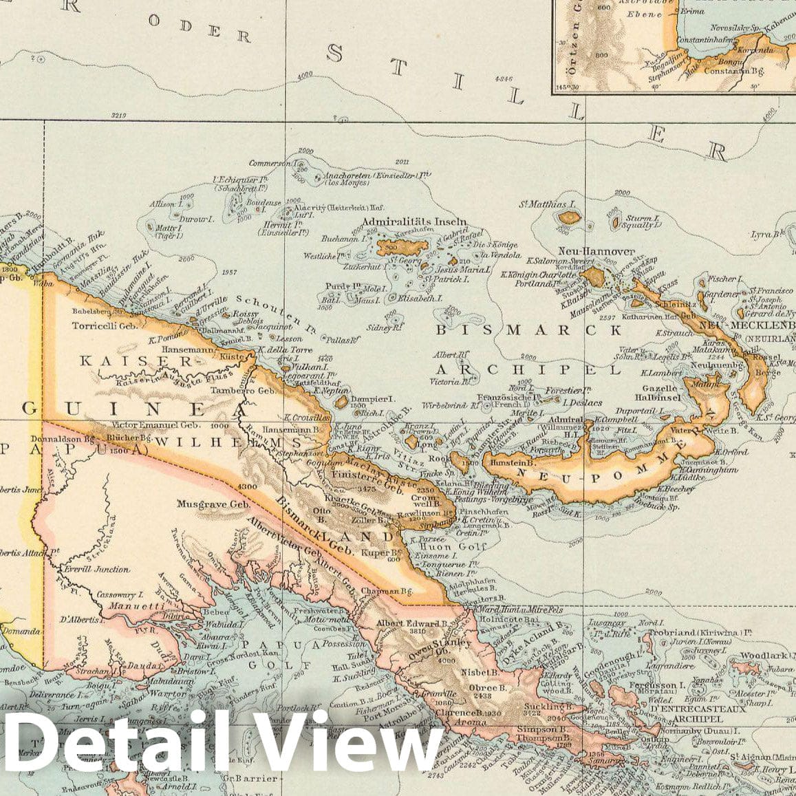 Historic Map : Papua-New Guinea 1899 , Andrees Allgemeiner Handatlas , Vintage Wall Art