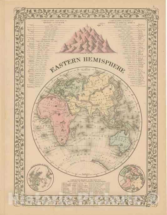 Historic Map : Eastern Hemisphere 1882 , Mitchell's New General Atlas , Vintage Wall Art