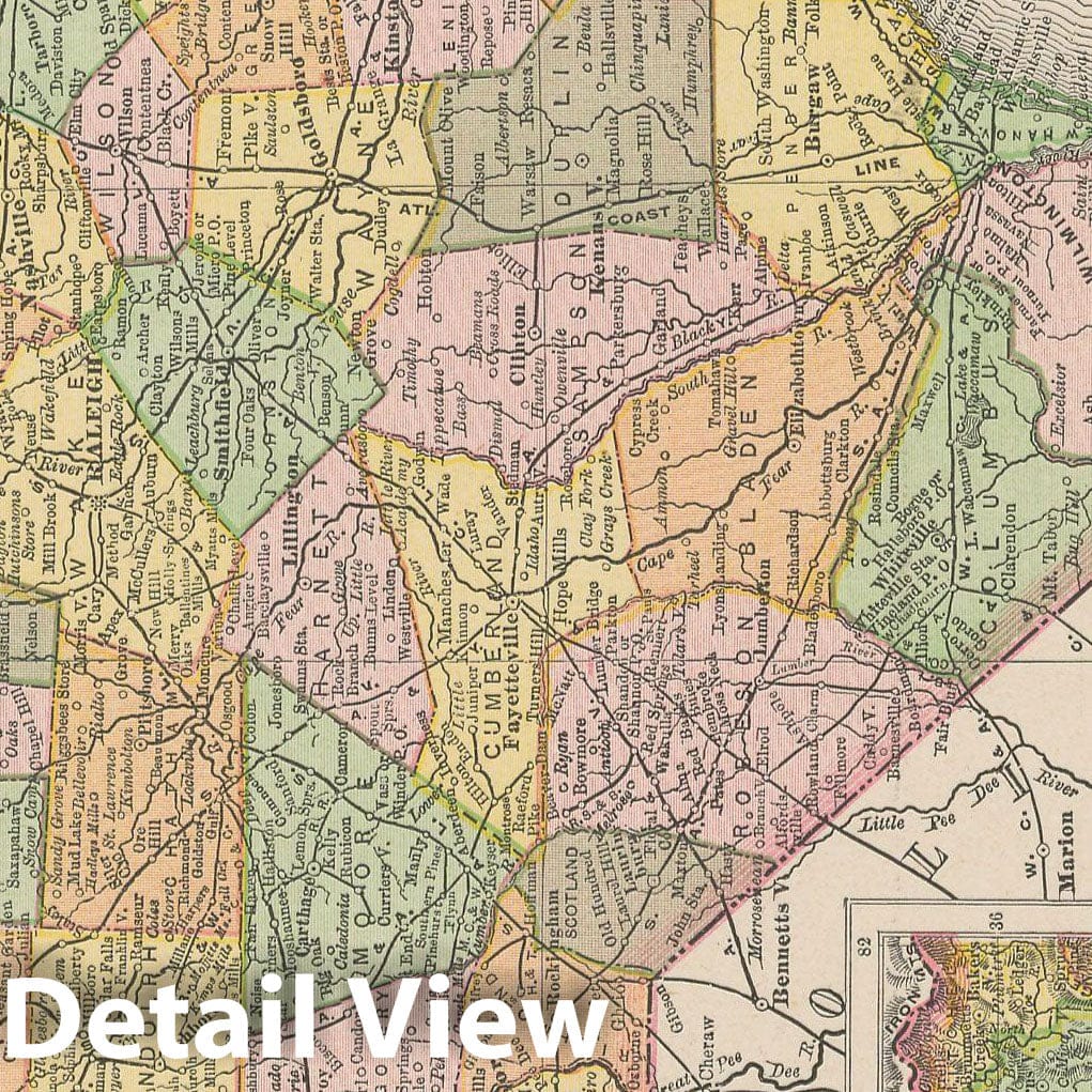 Historic Map : North Carolina 1900 , Universal Atlas World , Vintage Wall Art