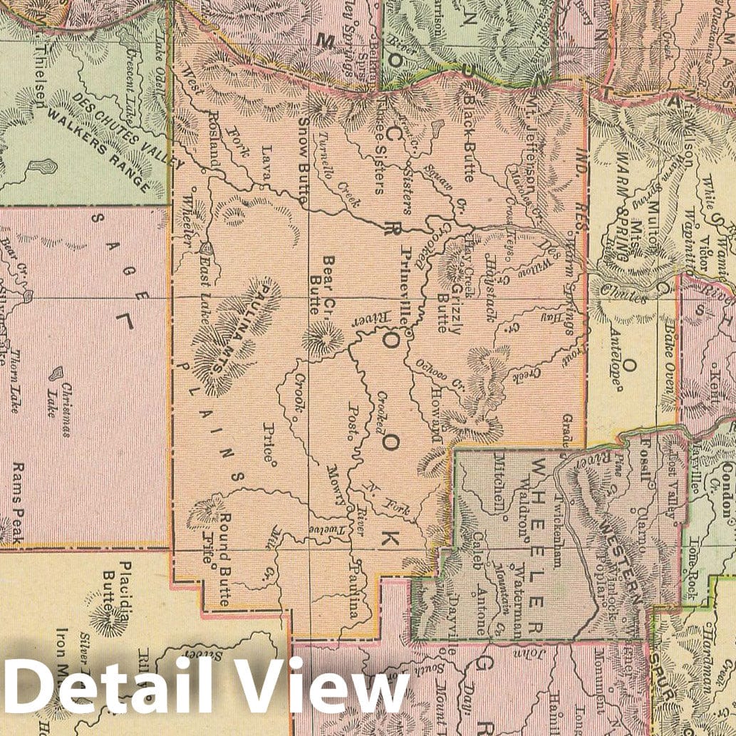 Historic Map : Oregon 1900 , Universal Atlas World , Vintage Wall Art