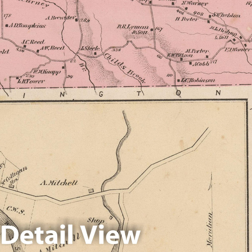 Historic Map : Atlas of Hampshire County Massachusetts, Cummington 1873 , Vintage Wall Art