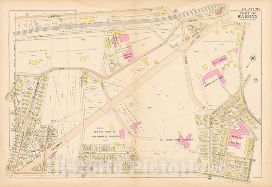 Historic Map : Atlas City of Boston Proper 1895 Plate 034 , Vintage Wall Art