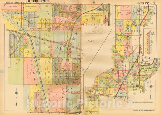 Historic Map : Plat Book of the City of Rochester New York and Vicinity, 1918 Plate 042 , Vintage Wall Art