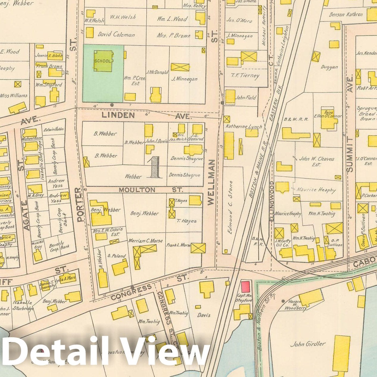Historic Map : Beverly 1907 Plate 001 , Atlas City of Beverly , Vintage Wall Art