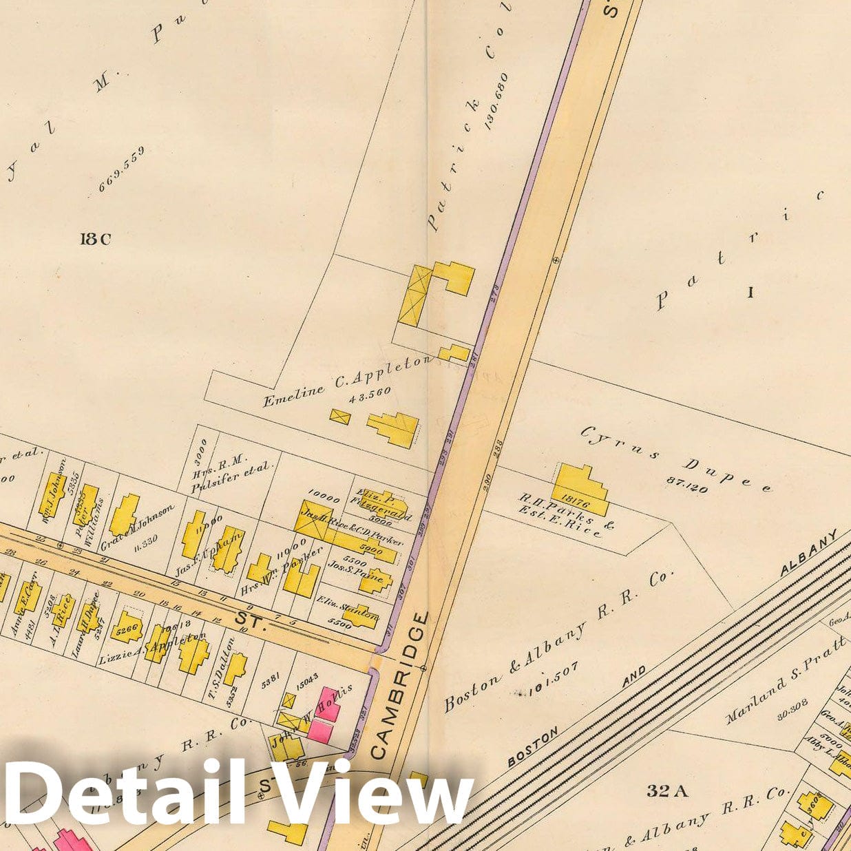 Historic Map : Atlas City of Boston, Volume 7, Brighton Mass., Allston & Brighton 1890 Plate 026 , Vintage Wall Art