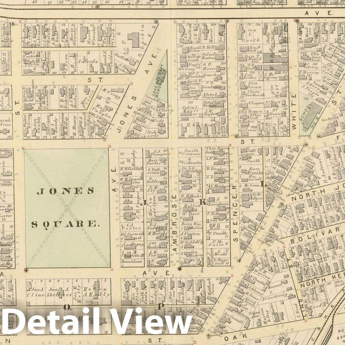 Historic Map : Atlas of Rochester, NY, Rochester 1875 Plate 018 , Vintage Wall Art