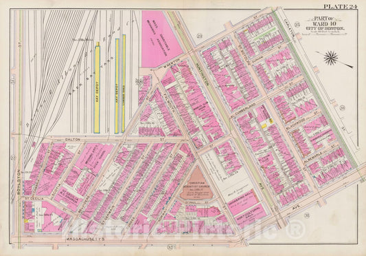 Historic Map : Atlas City of Boston: Boston Proper and Back Bay, Boston 1908 Plate 024 , Vintage Wall Art