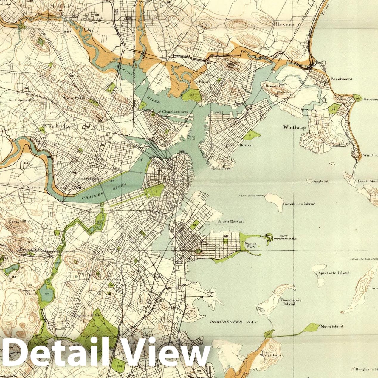 Historic Map : Metropolitan District of Boston 1893 , Vintage Wall Art