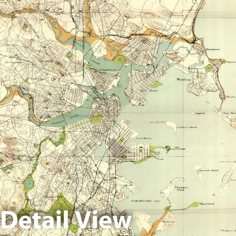 Historic Map : Metropolitan District of Boston 1893 , Vintage Wall Art