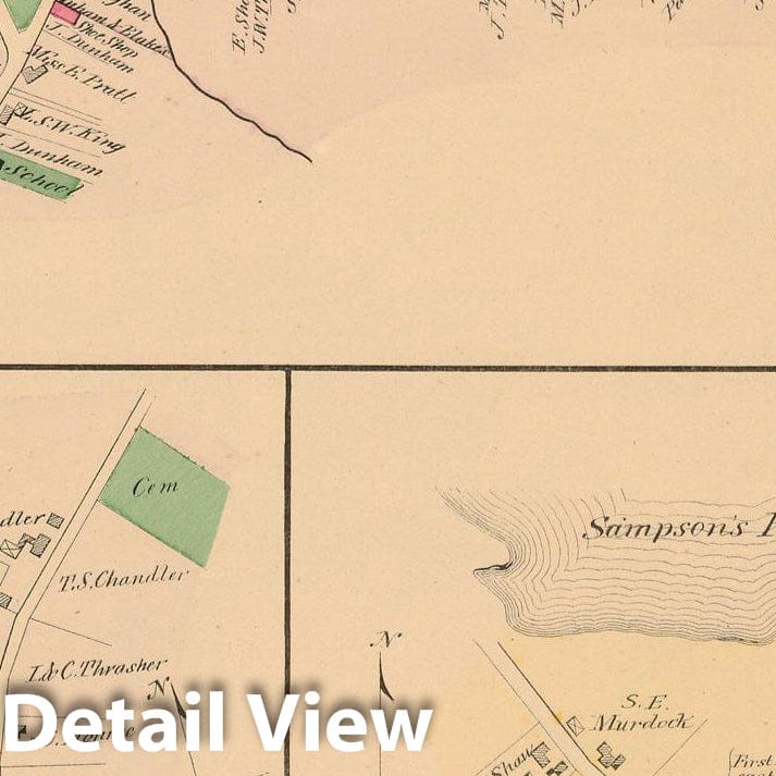 Historic Map : Atlas of Plymouth County Massachusetts, Carver & Hanson & Pembroke 1879 , Vintage Wall Art