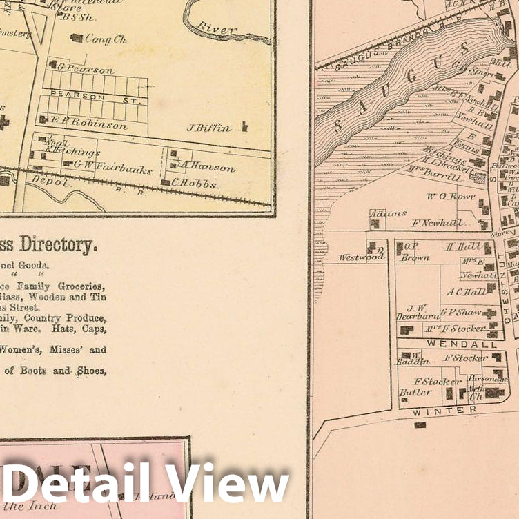 Historic Map : Atlas of Essex County Massachusetts, Lynn & Saugus 1872 , Vintage Wall Art