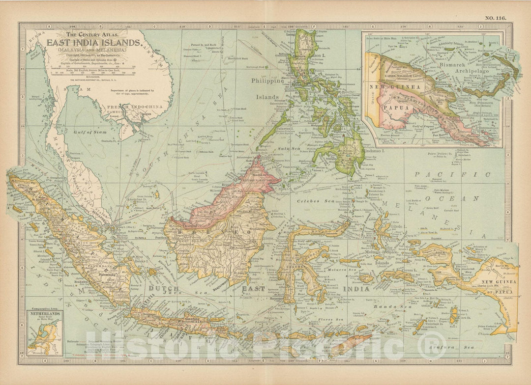 Historic Map : East Indies 1914 , Century Atlas of the World, Vintage Wall Art