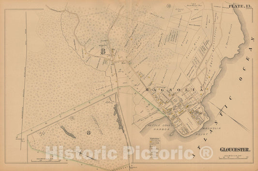 Historic Map : Gloucester & Magnolia 1884 Plate 013 , Vintage Wall Art
