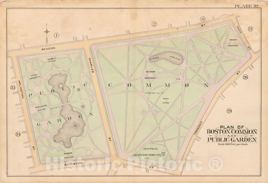 Historic Map : Atlas City of Boston, City Proper, Vol. I, Boston 1888 Plate 032 , v2, Vintage Wall Art