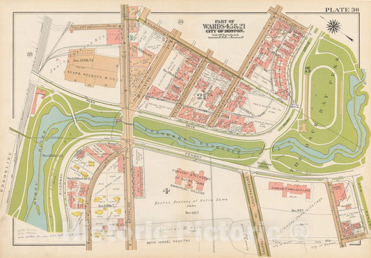 Historic Map : Atlas City of Boston, Boston 1938 Plate 036 , Vintage Wall Art