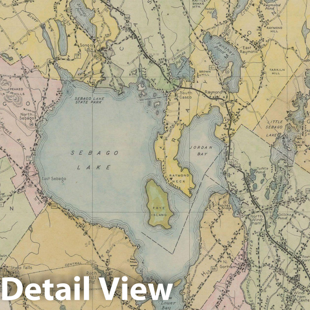 Historic Map : Maine General Highway County Maps, Cumberland 1938 Plate 011 , Vintage Wall Art