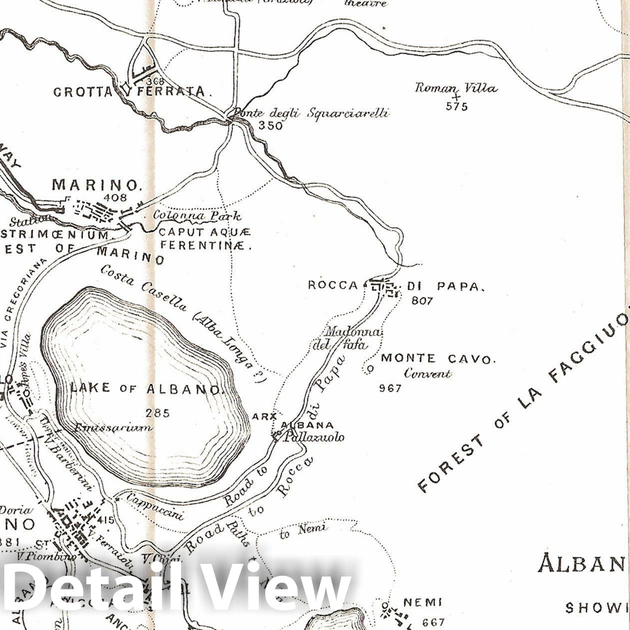 Historic Map : Europe, Alban and Tusculan Hills 1888 , Vintage Wall Art