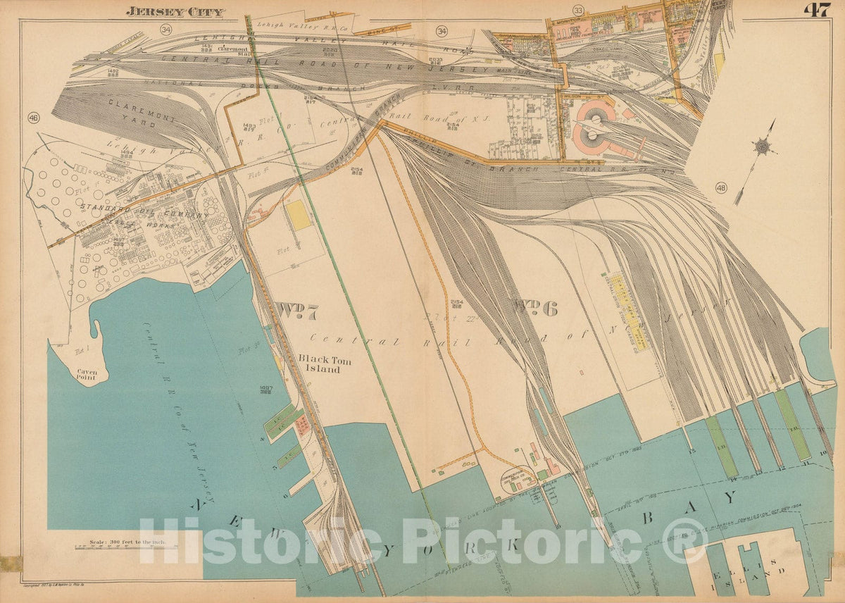 Historic Map : Plat Book of Jersey City, 1928 Plate 047 , Vintage Wall Art