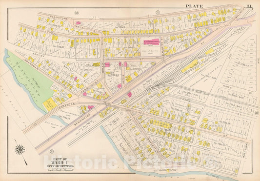 Historic Map : Atlas City of Boston: Charlestown and East Boston, East Boston 1912 Plate 031 , v2, Vintage Wall Art