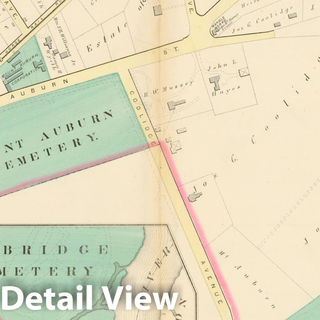 Historic Map : Atlas City of Cambridge, Middlesex Co., Massachusetts, Cambridge 1873 Plate E , Vintage Wall Art