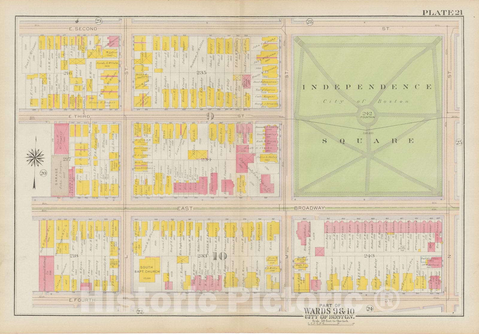 Historic Map : Atlas City of Boston: South Boston 1919 Plate 021 , v2, Vintage Wall Art