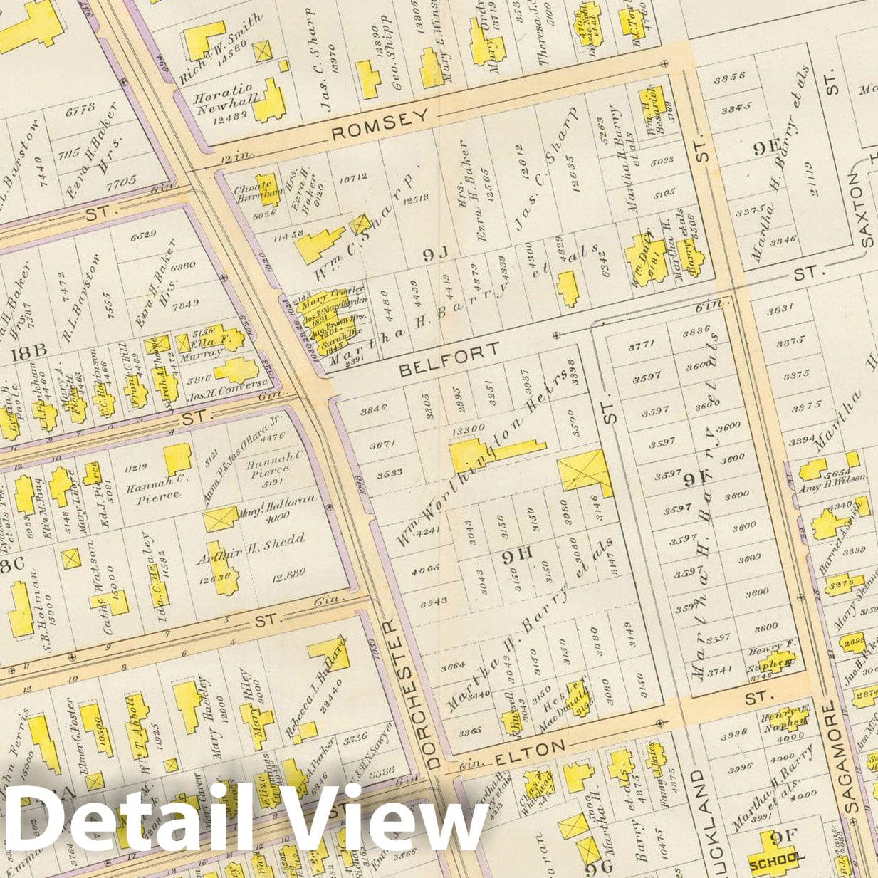Historic Map : Atlas City of Boston, Vol. 5, Dorchester, Dorchester 1889 Plate 006 , Vintage Wall Art