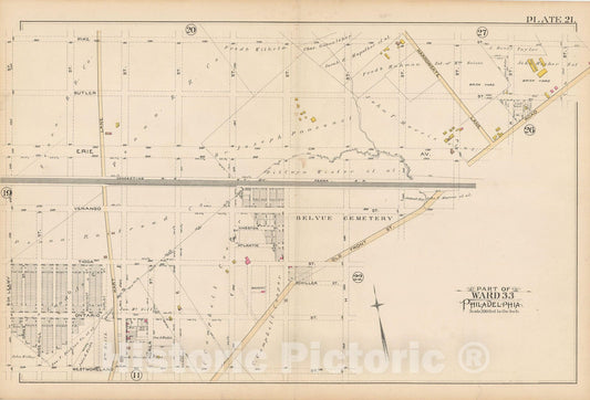 Historic Map : Atlas City of Philadelphia Volume 9 25th and 33rd Wards, Philadelphia 1891 Plate 021 , Vintage Wall Art