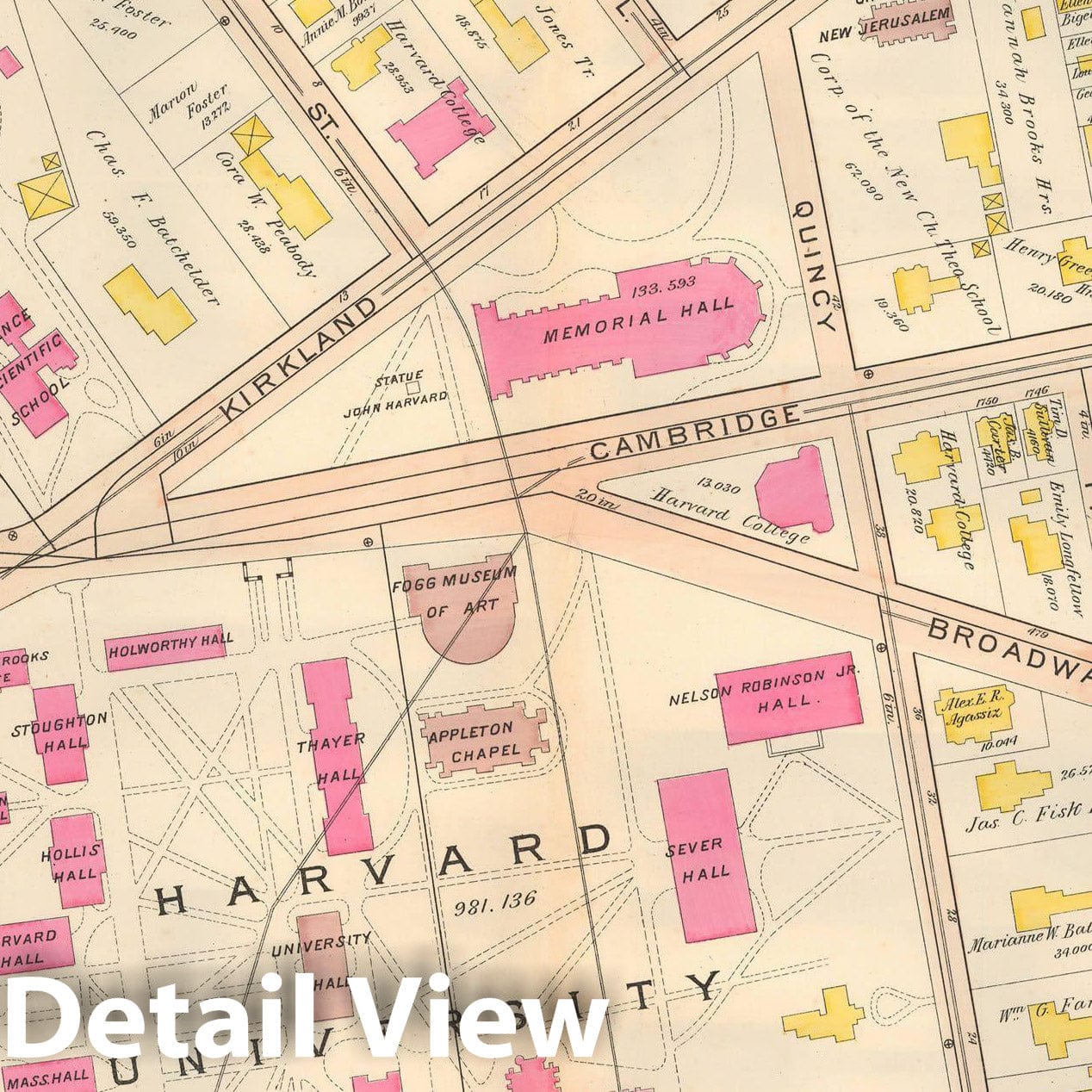 Historic Map : Atlas City of Cambridge, MA, Cambridge 1903 Plate 018 , Vintage Wall Art