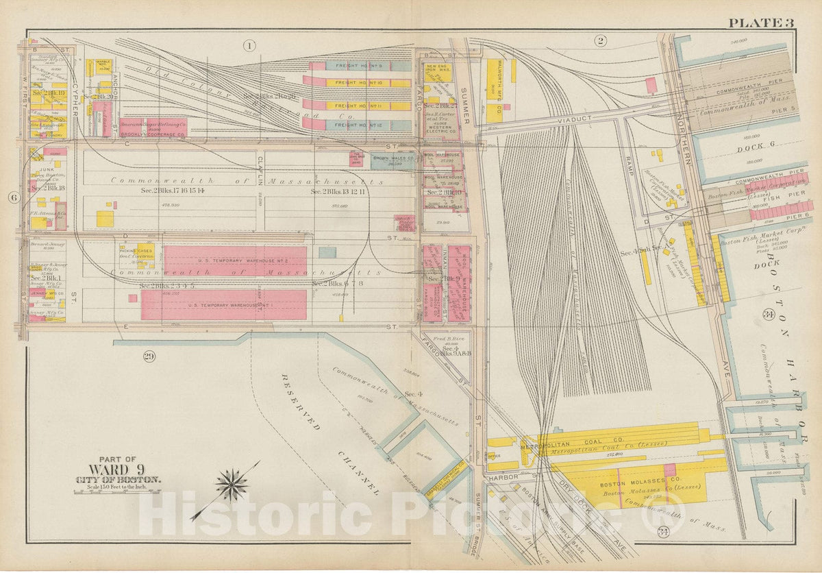 Historic Map : Atlas City of Boston: South Boston 1919 Plate 003 , v2, Vintage Wall Art