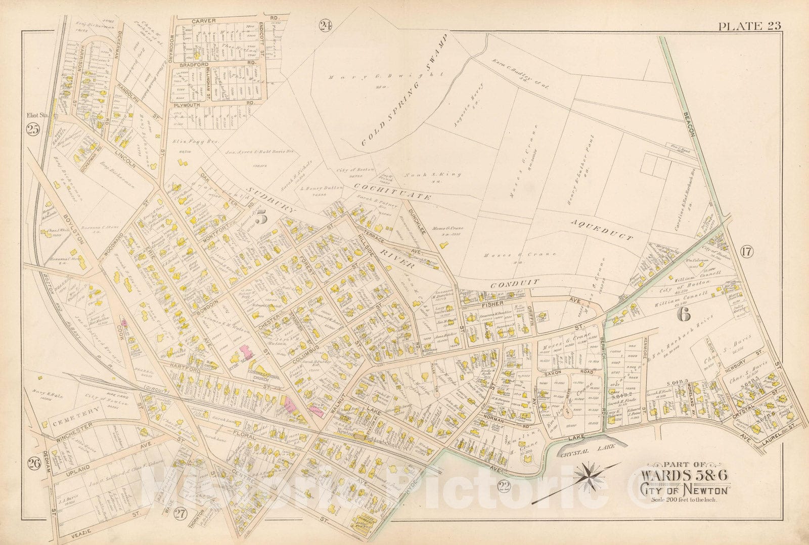 Historic Map : Atlas City of Newton, Newton 1895 Plate 023 , Vintage Wall Art