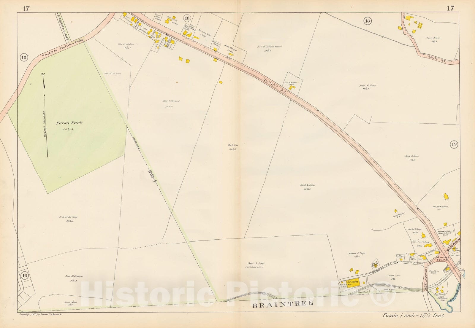 Historic Map : Atlas City of Quincy, Quincy 1907 Plate 017 , Vintage Wall Art