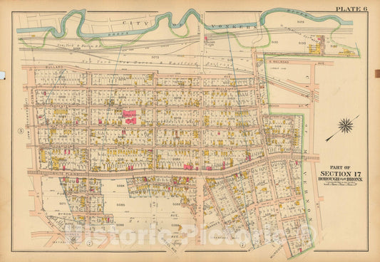 Historic Map : Atlas City of NY, Borough of The Bronx, Annexed District, The Bronx 1913 Plate 006 , Vintage Wall Art