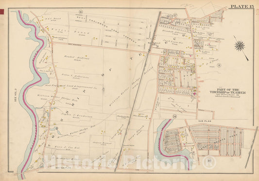 Historic Map : Atlas of Bergen County, New Jersey, Volume One, Teaneck 1912 Plate 015 , Vintage Wall Art