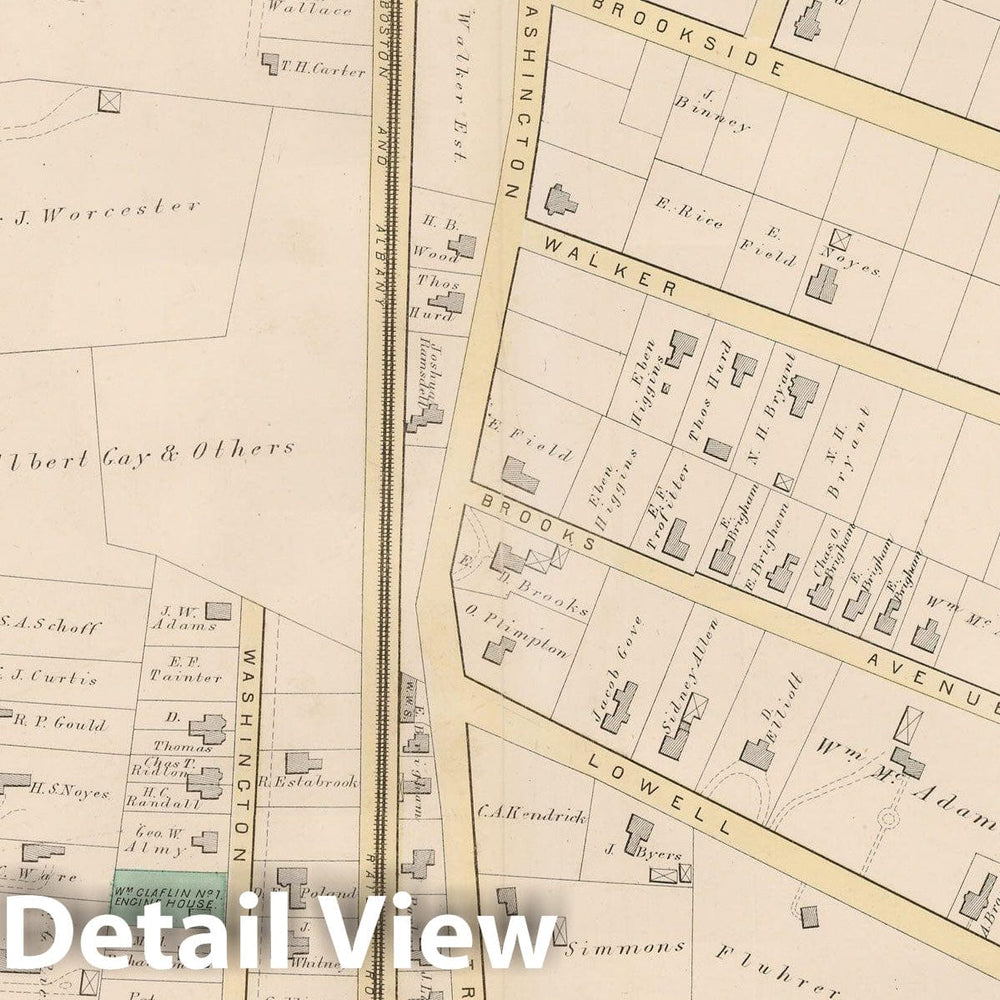 Historic Map : City of Newton, Middlesex County, Newton 1874 Plate E , Vintage Wall Art