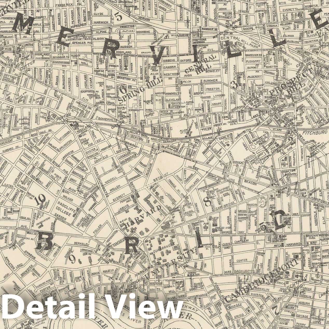 Historic Map : Middlesex County, Cambridge & Somerville 1915 , Vintage Wall Art