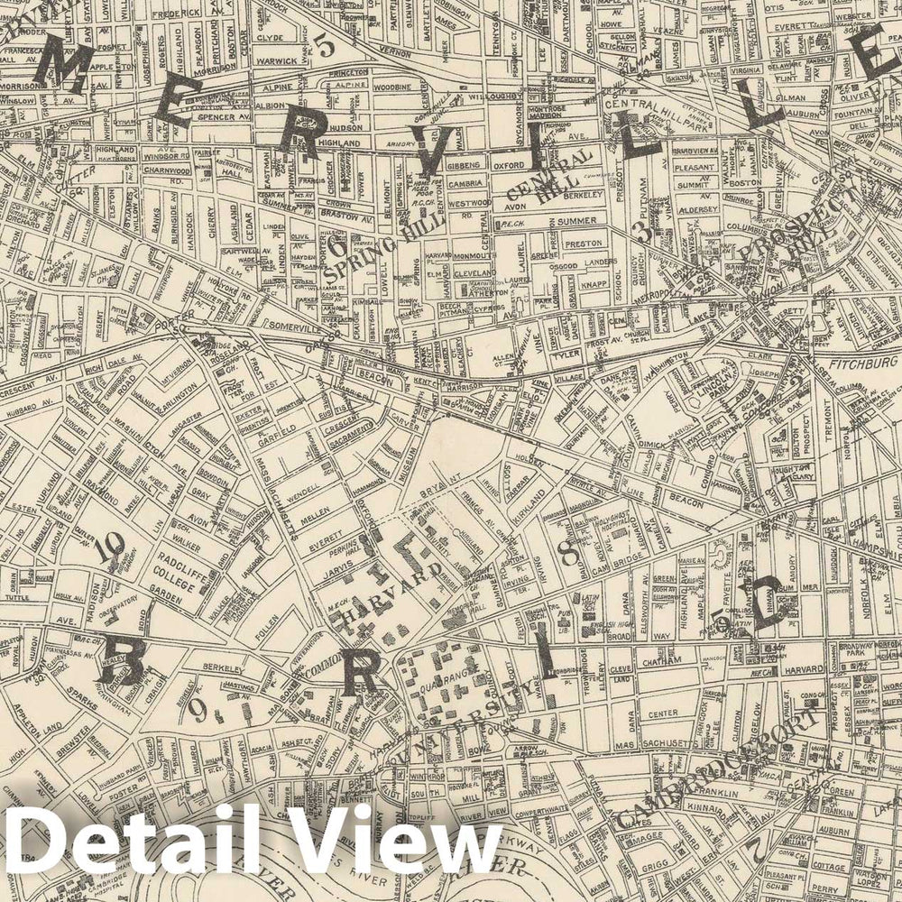 Historic Map : Middlesex County, Cambridge & Somerville 1915 , Vintage Wall Art