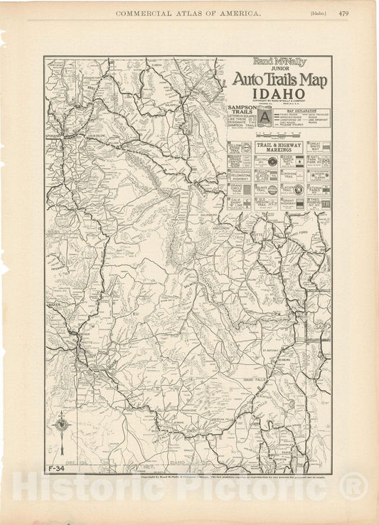 Historic Map : Idaho 1925 , Vintage Wall Art