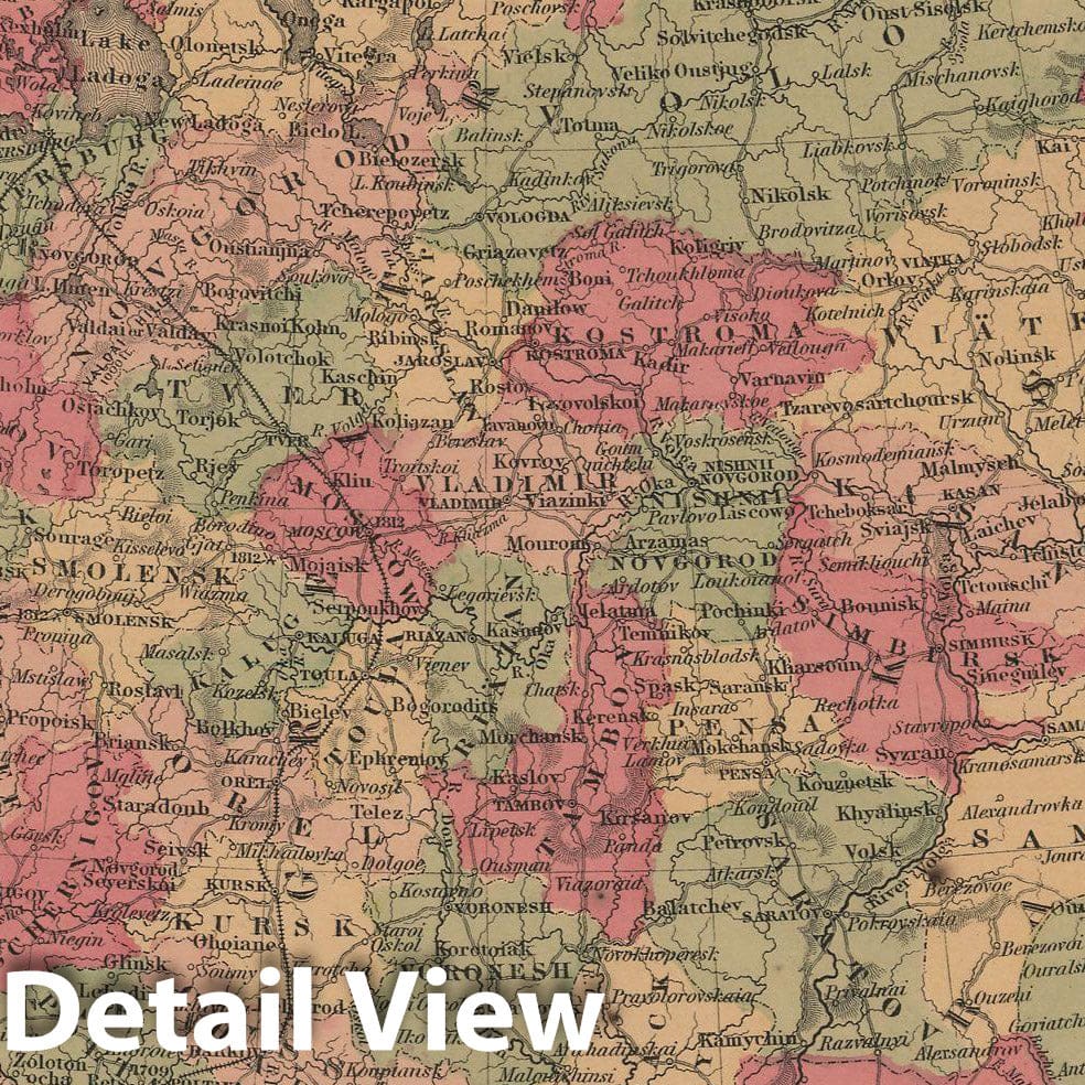 Historic Map : Russia 1864 , Johnson's Family Atlas World , Vintage Wall Art