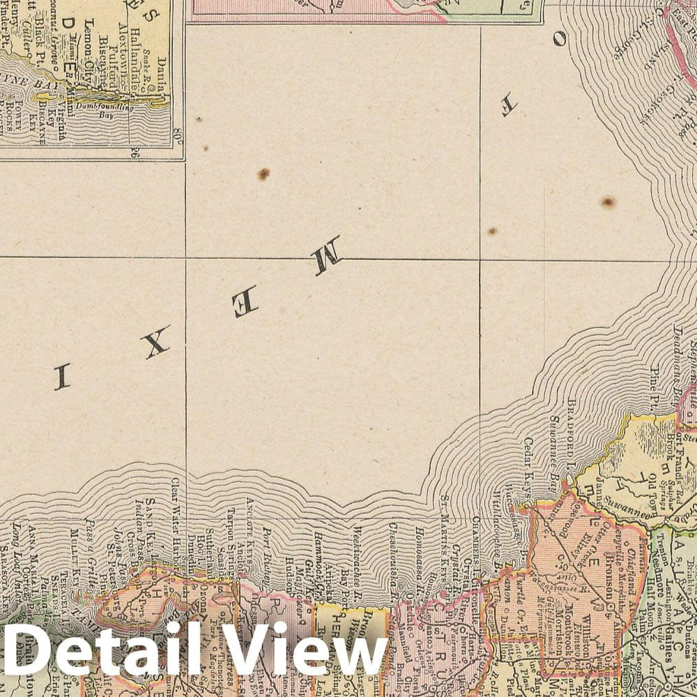 Historic Map : Florida 1900 , Universal Atlas World , Vintage Wall Art