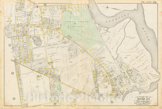 Historic Map : Atlas City of Boston, Vol. 5, Dorchester, Dorchester 1889 Plate 028 , Vintage Wall Art