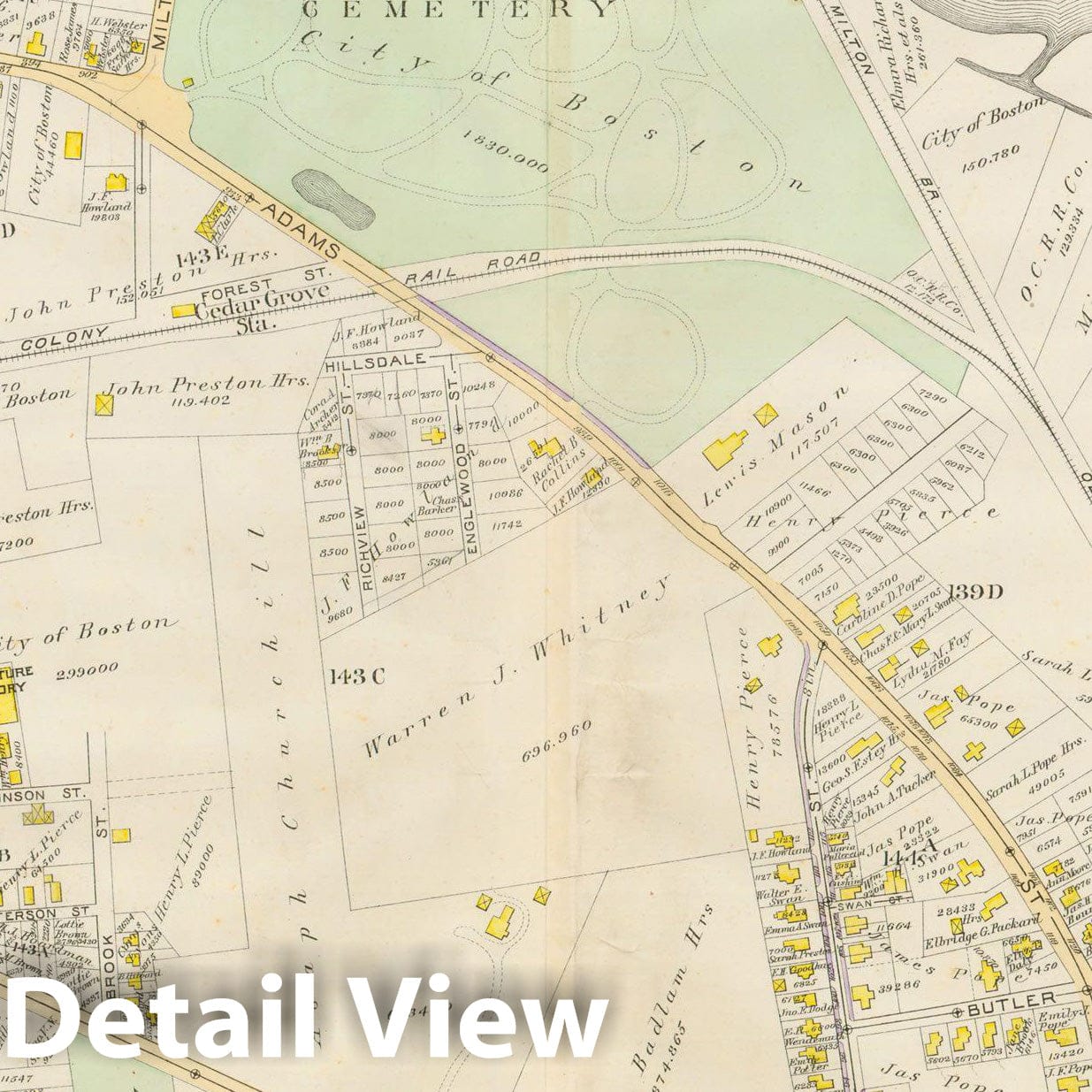 Historic Map : Atlas City of Boston, Vol. 5, Dorchester, Dorchester 1889 Plate 028 , Vintage Wall Art