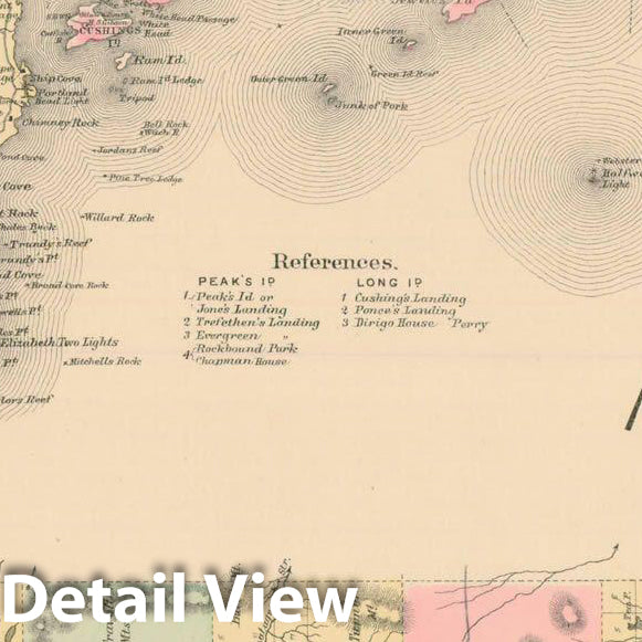 Historic Map : Atlas of Maine, Casco Bay and Timberlands 1885 , Vintage Wall Art