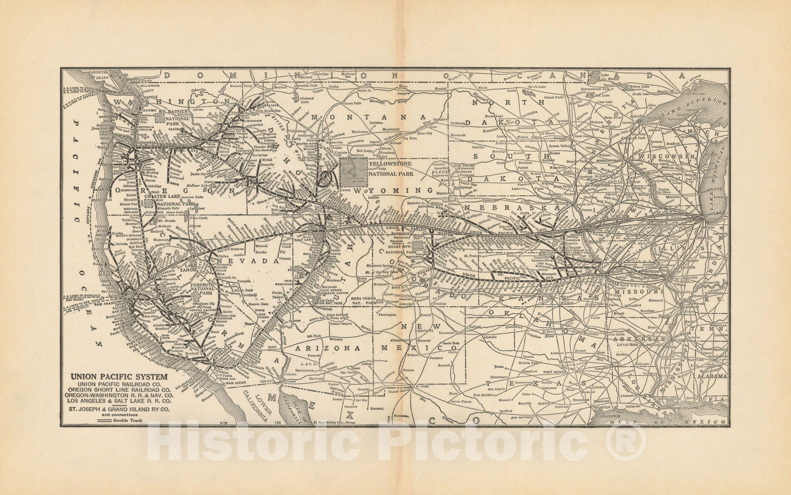 Historic Map : Atlas of Railway Traffic Maps, Union Pacific System 1922 , Vintage Wall Art