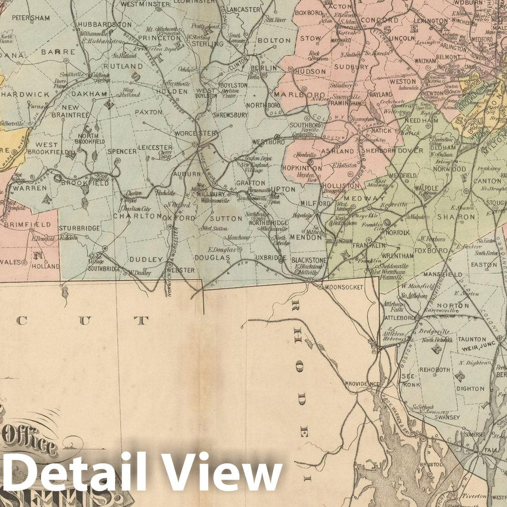 Historic Map : Massachusetts 1879 , Vintage Wall Art