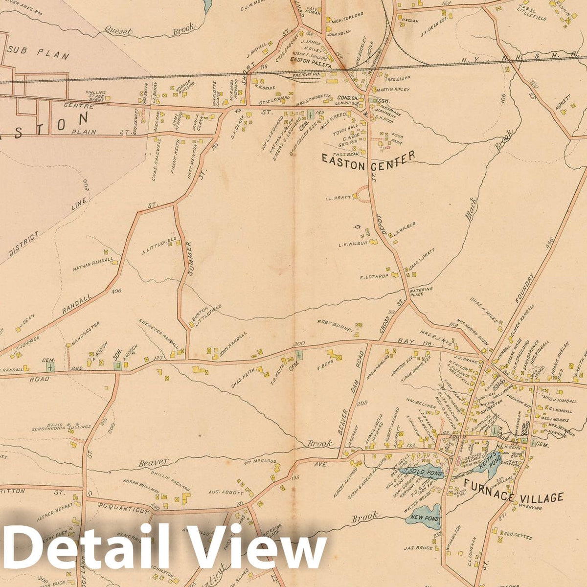 Historic Map : New Topographical Atlas of Surveys Bristol County Massachusetts, Easton 1895 , v3, Vintage Wall Art