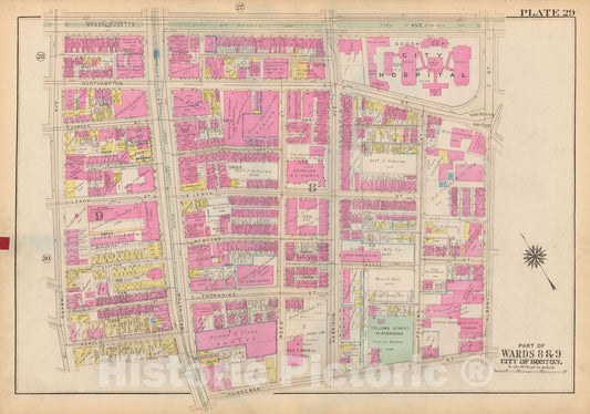 Historic Map : Atlas City of Boston: Boston Proper and Back Bay, Boston 1928 Plate 029 , Vintage Wall Art