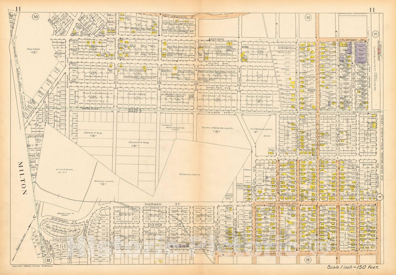 Historic Map : Atlas City of Quincy Norfolk County, Quincy 1923 Plate 011 , Vintage Wall Art