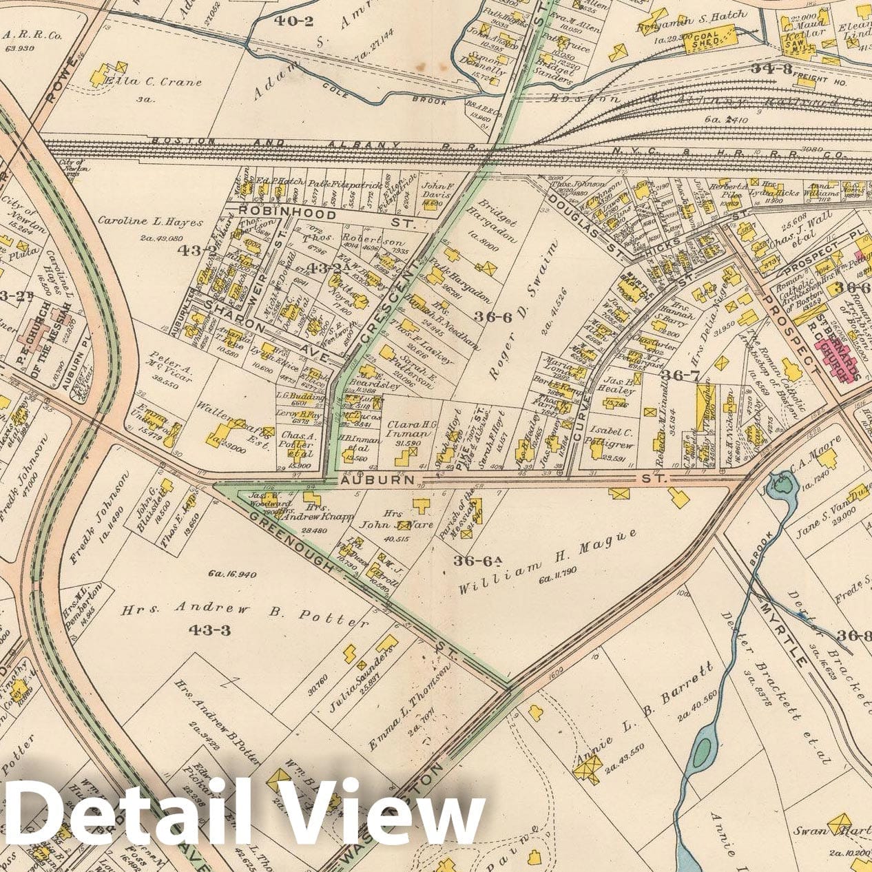 Historic Map : Atlas City of Newton, MA, Newton 1907 Plate 008 , Vintage Wall Art